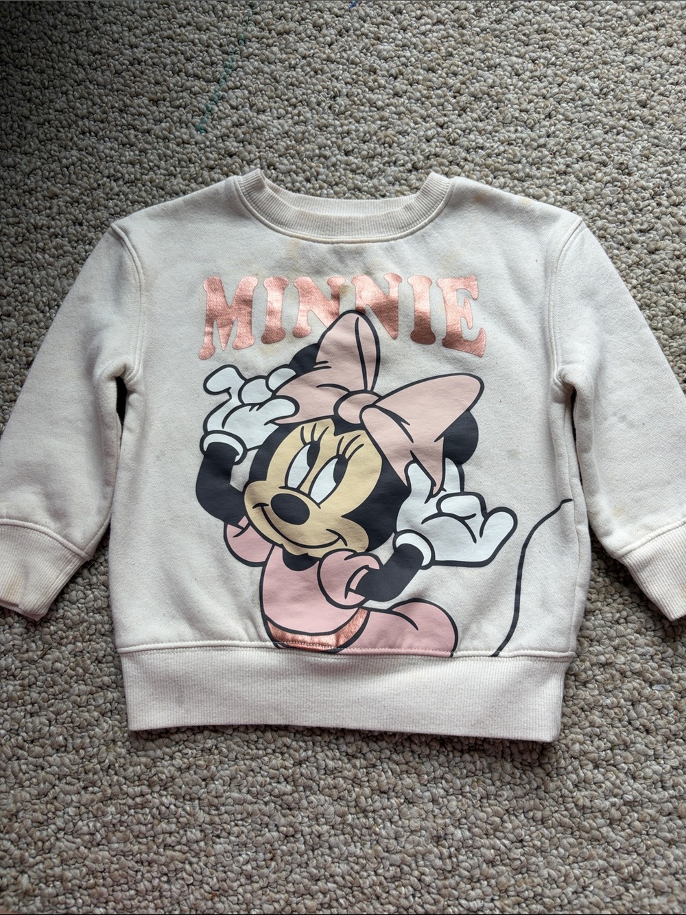 Disney Minnie Graphic Sweatshirt in Light Pink and Black